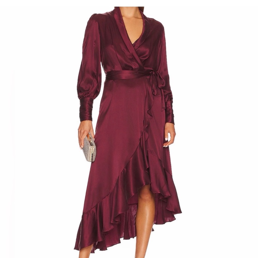 Zimmerli Burgundy High Low Wrap Dress